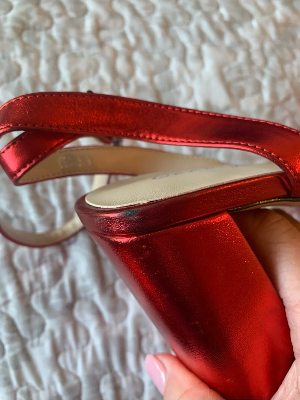 Red Satin Platform Ankle Strap Slingback Heels NWOT